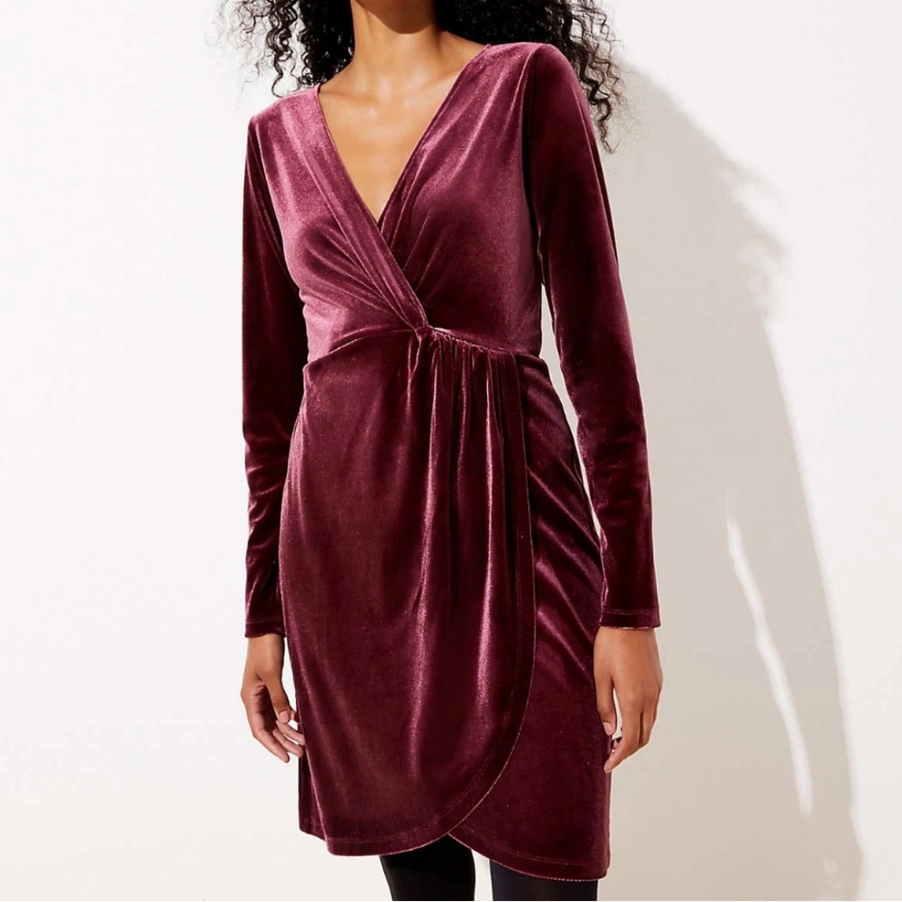 LOFT velvet wrap dress